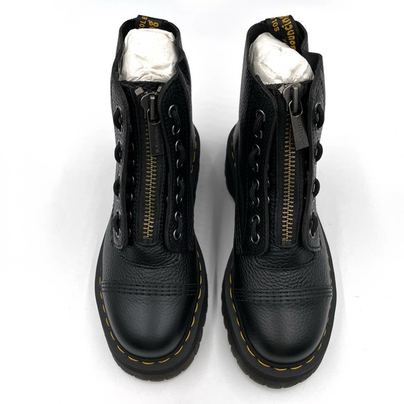 SOLD-New Dr Martens Sinclair Platform Boots Black Zip Front Smooth Leather - Picture 2 of 9